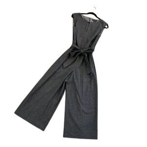 CLUB MONACO Tweed Cap Sleeve Notch Neck Wide Leg Jumpsuit - size 10